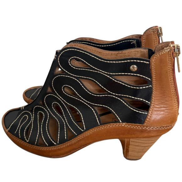 Pikolinos Java Peep Toe Sandals Cutout Zip Back Brown Black Womens 42 / US 11 - Picture 9 of 10